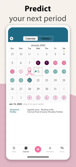 iPeriod screen: Predict your next period, fertile window and ovulation